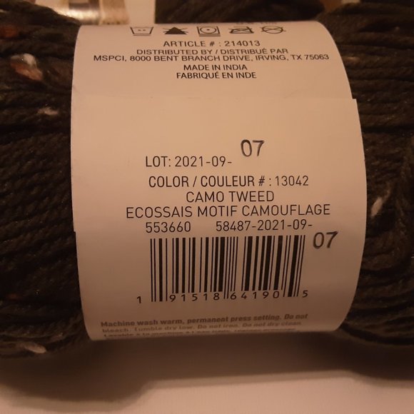 Set of 3!!! NWT Impeccable Yarn by Loops and Threads Camo Tweed Yarn - Picture 3 of 5